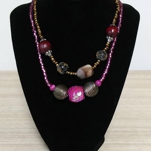 2 beaded necklaces uniquely beaded barrel clasp